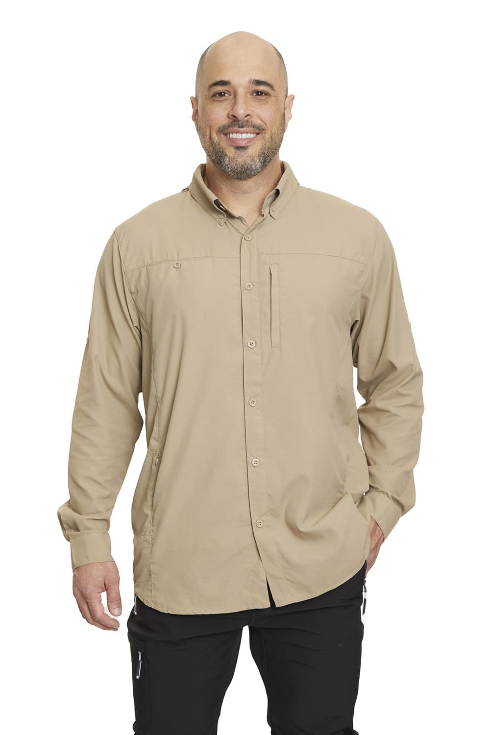 camisa outdoor beige hombre
