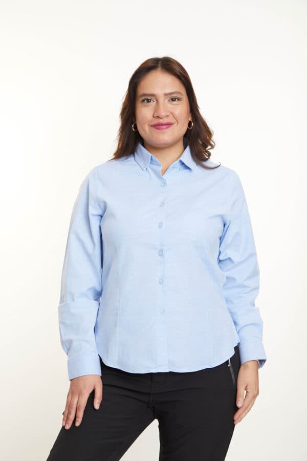camisa dorian celeste mujer